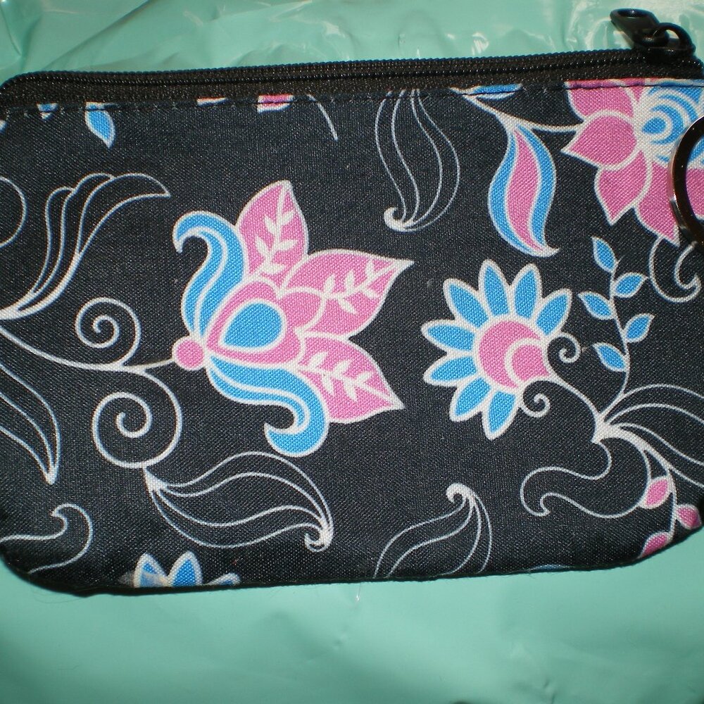 Floral Design Wristlet Keychain Card Holder Case